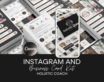 Kit de Instagram y tarjetas de presentación para coaches holísticos / Diseño de Instagram en Canva / Descarga digital
