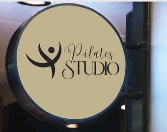 Kit de logotipos para estudio de Pilates: iconos de marca minimalistas, plantilla de Canva (producto digital)