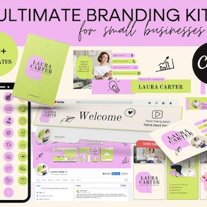 Branding Kit Modern Glow,  Bold Neon Green & Pink Canva Templates for Businesses, Social Media, Creative Professionals, Youtube, Facebook