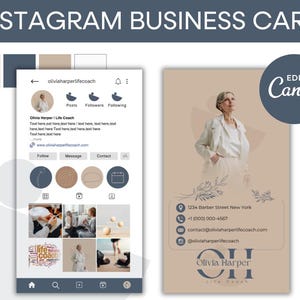 Modèle de carte de visite pour coach de vie, conception sur toile personnalisable pour une image de marque professionnelle, taille standard 2 x 3,5, téléchargement immédiat, impression facile