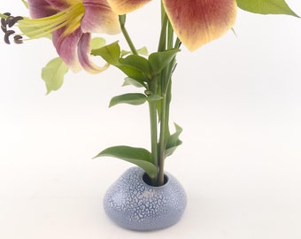 Ceramic Vase, Handmade Flower Vase with Built-In Frog Pin, Porcelain Japanese Inspired Ikebana, READY TO SHIP