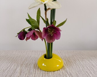 Ceramic Vase, Handmade Flower Vase with Built-In Frog Pin, Porcelain Japanese Inspired Ikebana, READY TO SHIP