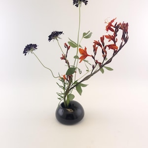 Ceramic Vase, Handmade Flower Vase with Built-In Frog Pin, Porcelain Japanese Inspired Ikebana, READY TO SHIP