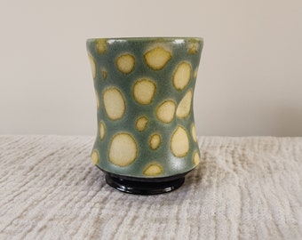 Handmade Tea Cup, Ready to Ship Yunomi Tea Cup - Handcrafted Yellow And Green Porcelain Tea and Coffee Mug