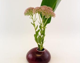 Ceramic Vase, Handmade Flower Vase with Built-In Frog Pin, Porcelain Japanese Inspired Ikebana, READY TO SHIP