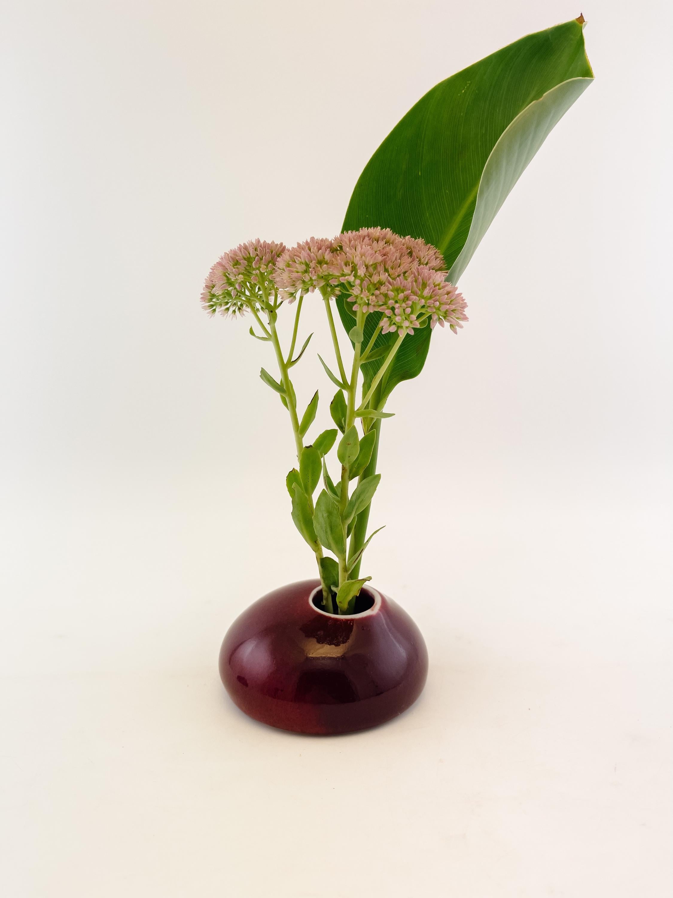 Ceramic Vase, Handmade Flower Vase with Built-In Frog Pin, Porcelain Japanese Inspired Ikebana, READY TO SHIP