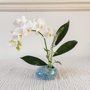 Unique Flower Vase with Frog Pin, Handcrafted Ceramic Ikebana Piece, Porcelain Japanese Inspired Ikebana Floral Vase, READY TO SHIP