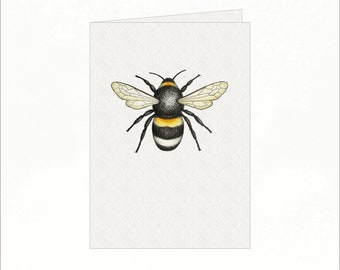 Greeting card - Bumble Bee, Coloured pencil and Ink Pen, Bumble bee art