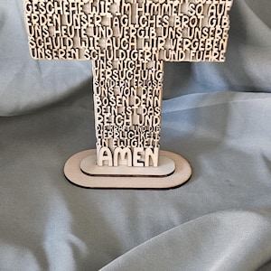 Kommunions Kreuz/Vater unser/Holzschild/Geschenk