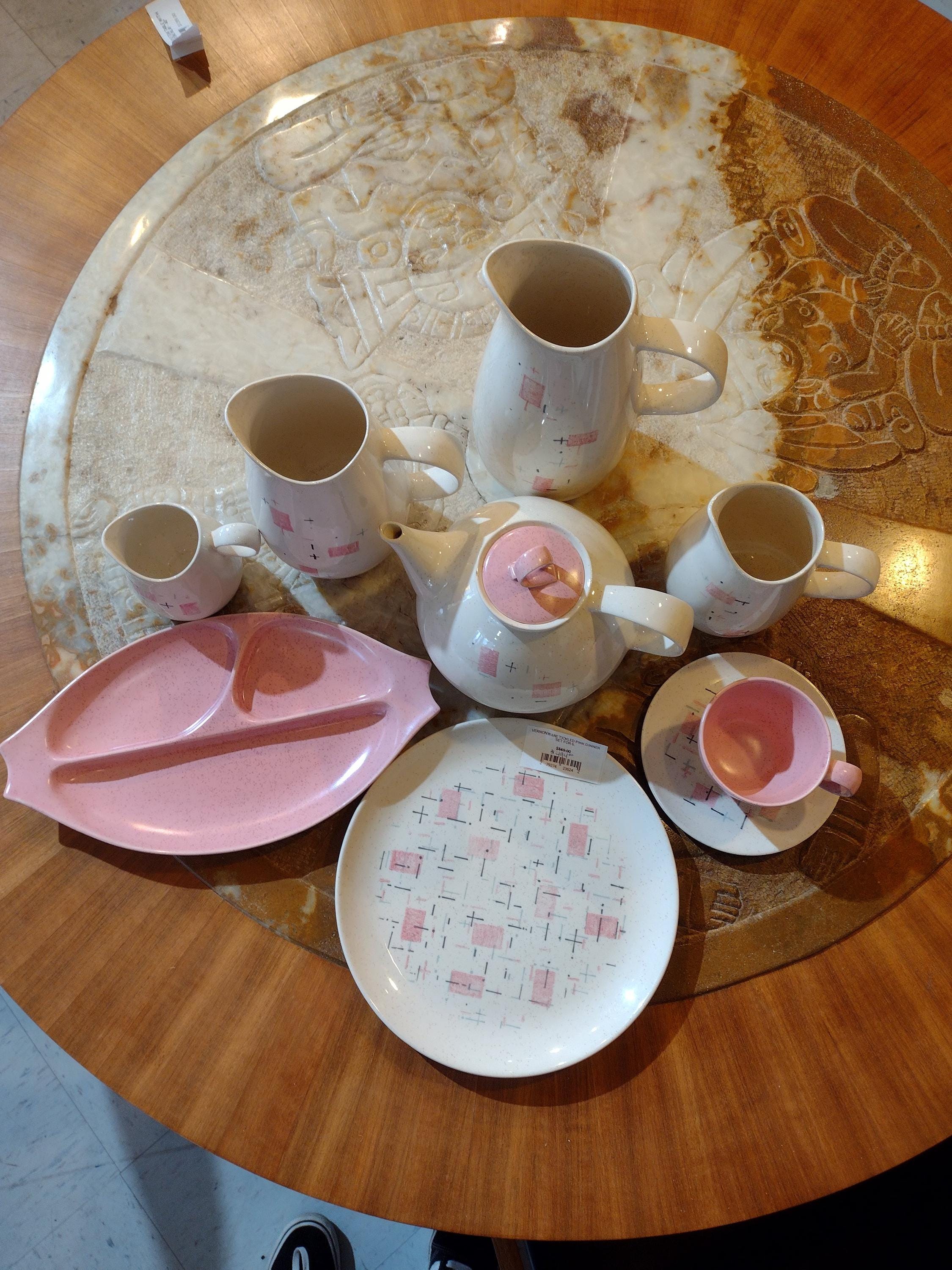 Mid Century Modern Vernonware Tickled Pink Dinner Set for 6 - Etsy