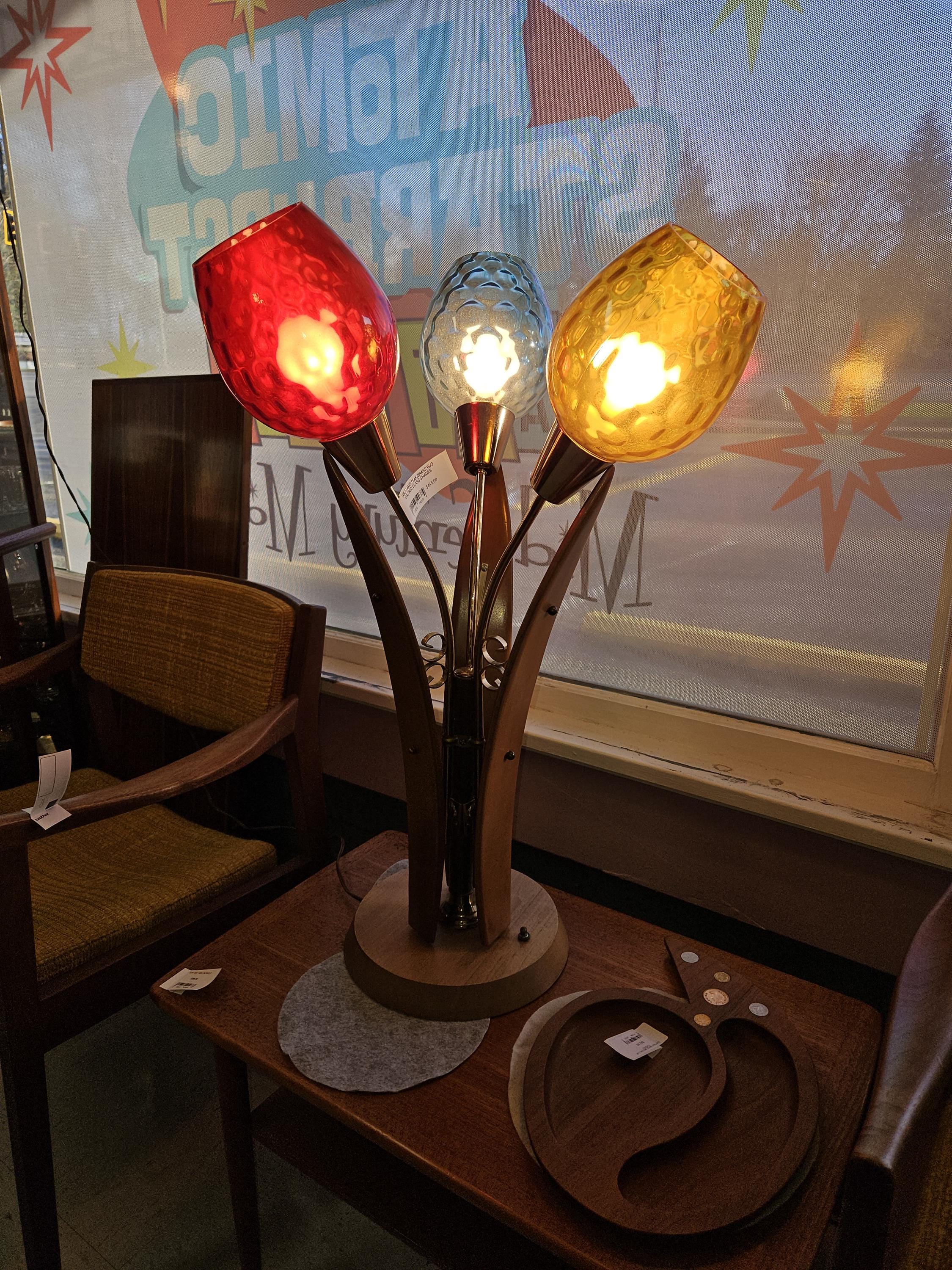 Century Modern Vintage Teak Lamp Mid Century Modern Triple Light