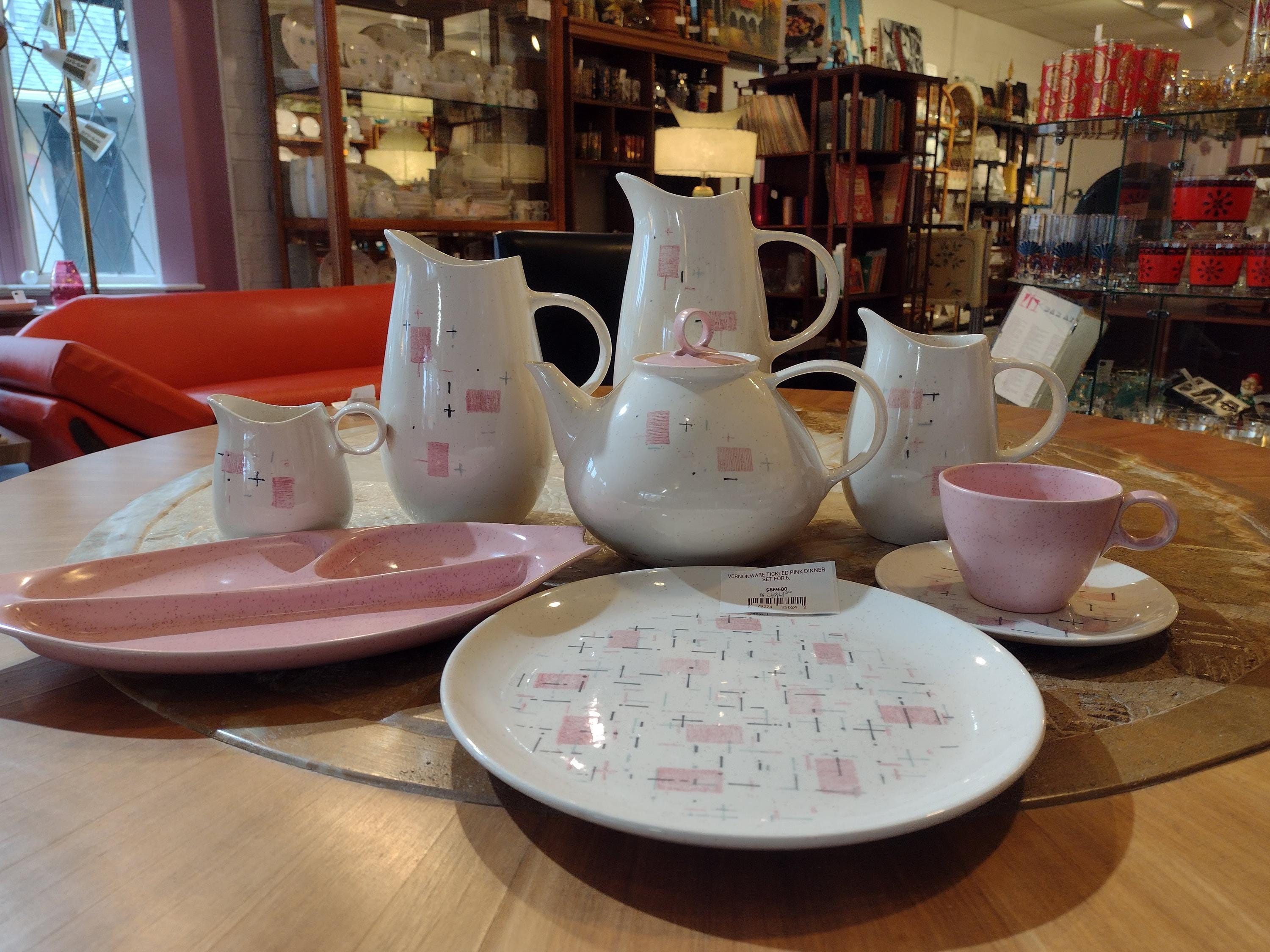 Mid Century Modern Vernonware Tickled Pink Dinner Set for 6 - Etsy