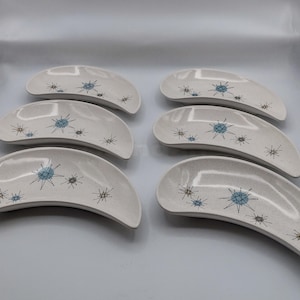 Franciscan Starburst Crescent Salad Plates, Set of 6