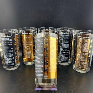 Charles Goren Bridge Game Black & Gold High Ball Glasses, Set of 6