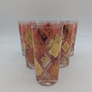 MCM Gay Fad Pink and Gold Fruit Hiball Glasses, S/6