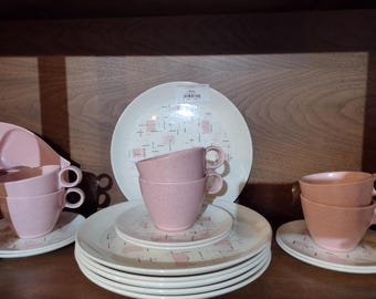 Mid Century Modern Vernonware Tickled Pink Dinner Set for 6 - Etsy