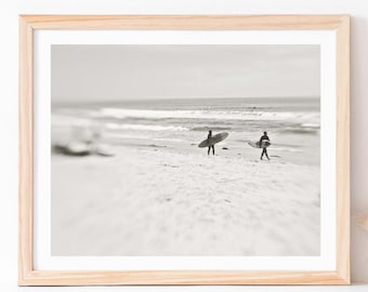 Surfer Wall Art, Black and White Beach Photo, Surfer Photography, Minimalist Decor, Baby Room Print, Kids Wall Art, For Him