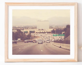 Los Angeles Freeway Photo, The 405 Photograph, LA Traffic, City Print, Boys Room, Office Decor, For Him