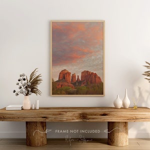 Cathedral Rock Photograph, Sedona Arizona Art, Southwestern Decor, Desert Sunset Print, Travel Photo, Yoga Gift image 1