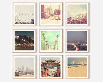 Los Angeles Print Set, Gallery Wall Art, California Decor, 9 L.A. Photos, Downtown, Hollywood, Myan Soffia