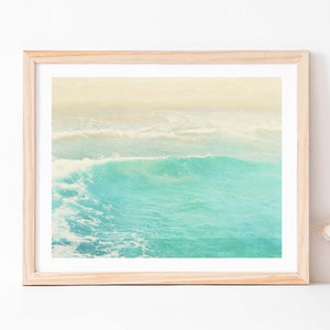 Beach Decor, Ocean Wave Print, Hermosa Beach Photo, Aqua Blue Wall Art, Nursery, Coastal Photograph, Wedding Gift, Myan Soffia 画像 4