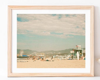 Santa Monica Pier Art, Ferris Wheel Print, Beach Photo, Coastal Decor, Retro, Los Angeles Photography, Girls Room Wall Art
