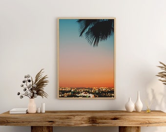 Los Angeles Sunset Photograph, Bokeh Photography, LA Print, Dreamy Artwork, Palm Tree Wall Art, California Decor, Baby Nursery Gift