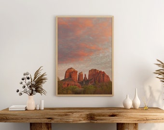 Cathedral Rock Photograph, Sedona Arizona Art, Southwestern Decor, Desert Sunset Print, Travel Photo, Yoga Gift