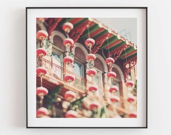 Chinatown San Francisco Photography, Red Chinese Paper Lanterns Print, Asian Decor, New Year Artwork