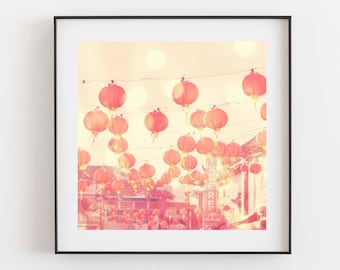 LA Chinatown Photo, Los Angeles Photography, Baby Nursery Art Print, Red Paper Lanterns, Chinese Lanterns, Asian Decor, For Her