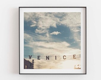 Venice Beach Sign Print, Sunset Photo, Los Angeles Wall Art, Boys Room Decor, For Him, Office Gift, Seaside