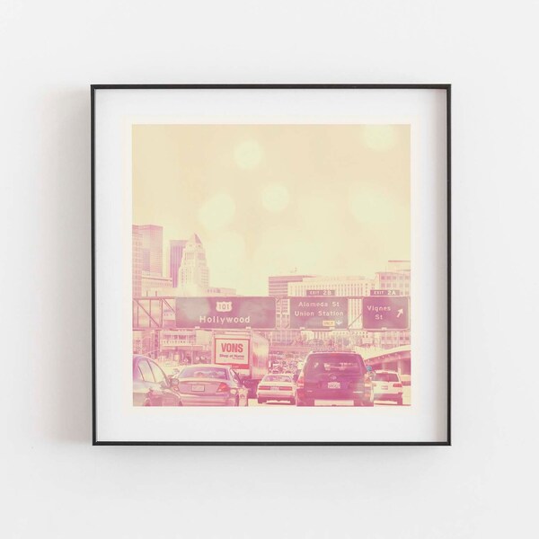 LA photography, Downtown Los Angeles Photograph, Urban Decor, Rush Hour Traffic, The 101 Freeway