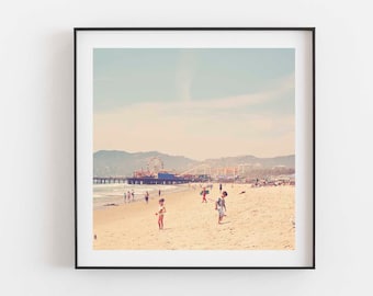 Santa Monica Print, Framed Kids Wall Art, Beach Photography, Summer Decor, Los Angeles Photo, Ferris Wheel Print, Nursery