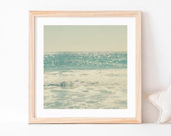 Beach Nursery Print, Spa Decor, Bathroom Wall Art, Ocean Waves Photograph, Dreamy Photo, Housewarming Gift