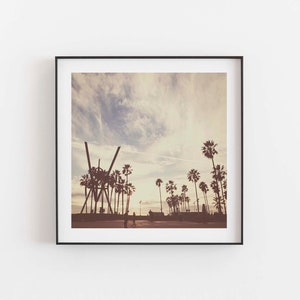 Venice Beach Art Print, Palm Trees Photo, Skaters, Gift for Him, Boys Room Wall Art, Los Angeles Photography image 1