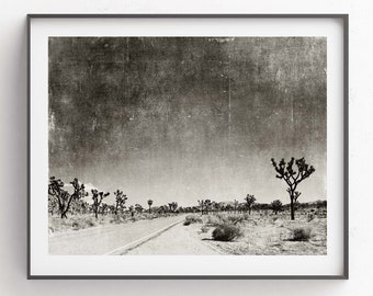 Black and White Joshua Tree Photo, Palm Springs, Desert Wall Art, Boho Decor, California Print, For Him, Minimalist Office Art