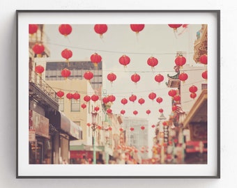 Chinatown Photo, San Francisco Photography, Asian Decor, Red Chinese Lanterns Art, California Print, Wedding Gift