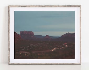 Sedona Wall Art, Arizona Photography, Southwest Nursery Art, Night Photo, Bokeh, Landscape Print, Office Decor