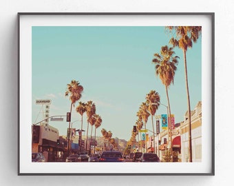 California Decor, LA Photography, Los Angeles Wall Art, Fairfax Avenue, Palm Trees Photo, Street, Housewarming, Dorm Art, Hollywood