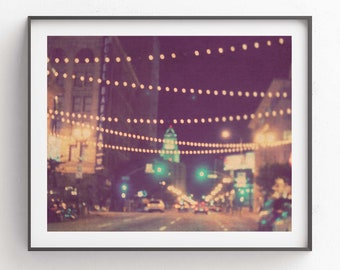 Los Angeles Wall Art, Downtown LA Photograph, Night Photography, Teen Girls Room Decor, Wedding Gift