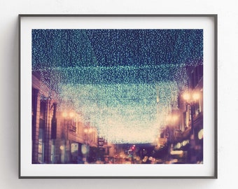 Los Angeles Photography, Downtown LA Photo, Nursery Print, Sparkly Lights, Streetscape, Urban Decor, City Art, Teen Girls Gift