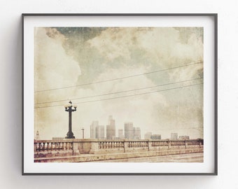 Los Angeles Skyline Wall Art, Downtown LA Photograph, Cityscape Print, For Him, Men, Wedding Gift, Urban Photo