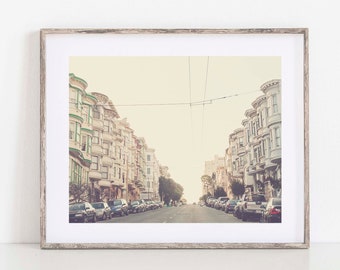 San Francisco Print, Streetscape Photo, Architecture Photograph, California, Living Room Decor, Victorian Houses