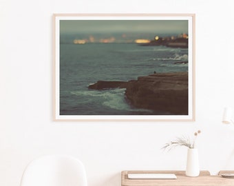 San Diego Wall Art, Sunset Cliffs Photograph, Romantic, Beach Print, San Diego Night Photo, Coastal, Office, Bedroom