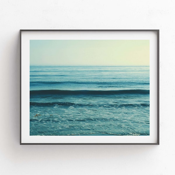 Serene Seascape Photography, Beach Wall Art, Blue Ocean Wave Print, Bedroom Decor, Santa Barbara Photo, For Her
