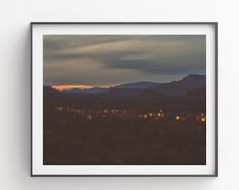 Sedona Photography Print, Arizona Wall Art, Night Photo, Boho Decor, Landscape Photography, Bokeh, Anniversary Gift