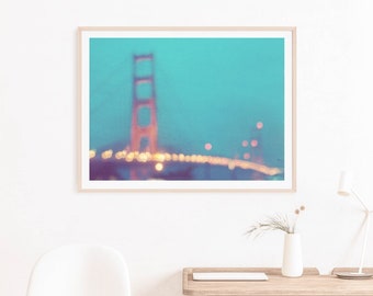 Dreamy Golden Gate Bridge Photo Print, San Francisco Artwork, Bokeh Photography, California Decor, Teens Room Wall Art, Baby Nursery