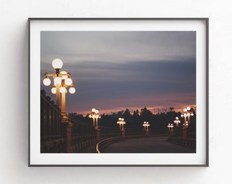 Pasadena Art, Colorado Street Bridge Photo, Sunset Print, California Decor, Wedding Gift, Architecture, Office Wall Print