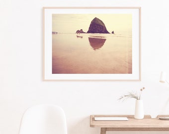 Oregon Coast Photography, Haystack Rock Print, Cannon Beach Artwork, Seaside Wall Decor, Pacific Northwest, Earth Tones Nursery