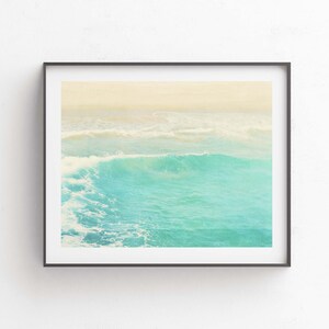 Beach Decor, Ocean Wave Print, Hermosa Beach Photo, Aqua Blue Wall Art, Nursery, Coastal Photograph, Wedding Gift, Myan Soffia